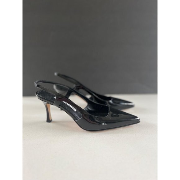 Manolo Blahnik Bretto black Patent Leather Slingback Pumps Size 36.5 - Picture 1 of 12
